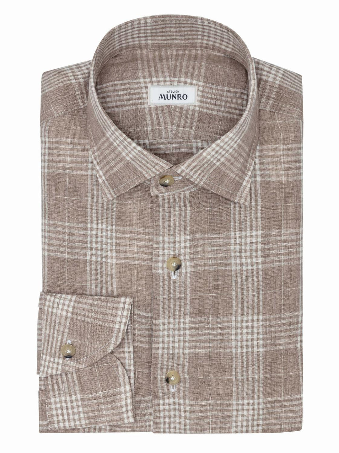 Atelier Munro shirt-100% linnen-HEREN SHIRTS-Bruin
