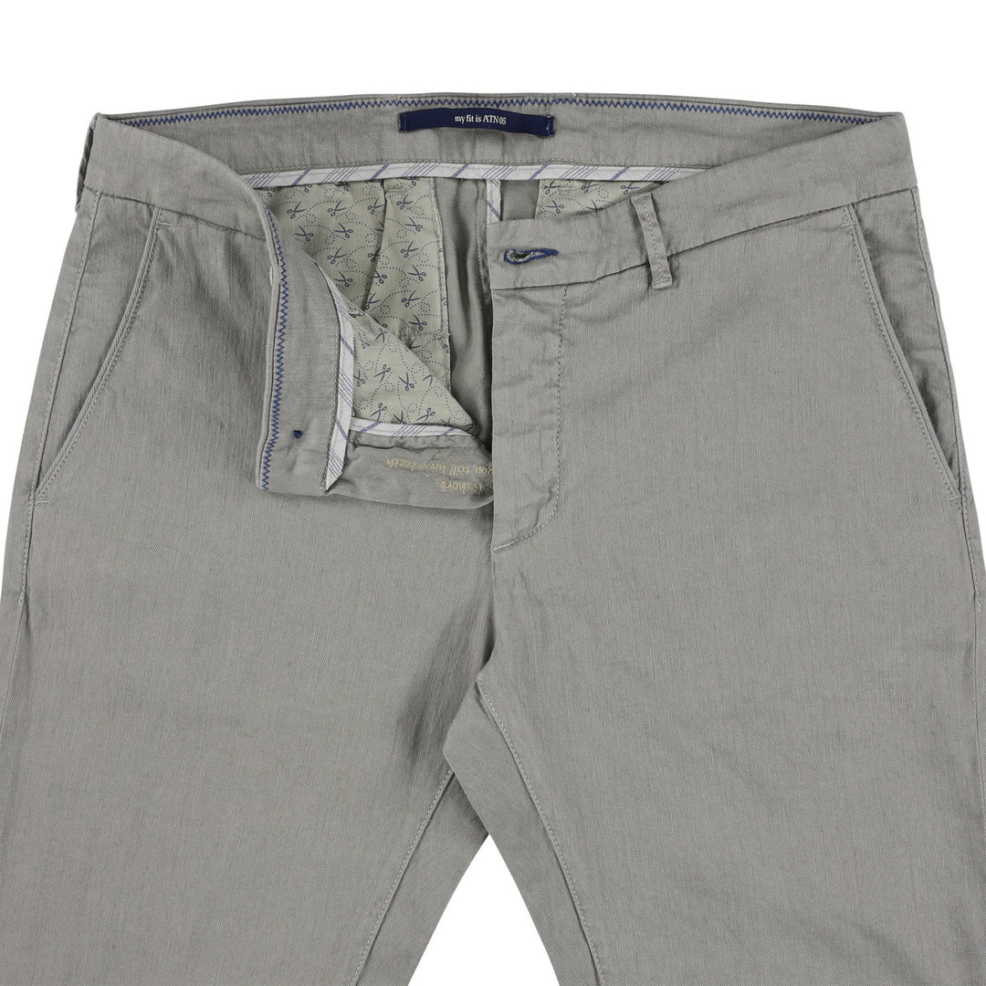 Atelier Noterman Chino ATN05  – Grijs -65% linnen, 34% katoen, 1% elastaan-HEREN BROEKEN-Grijs