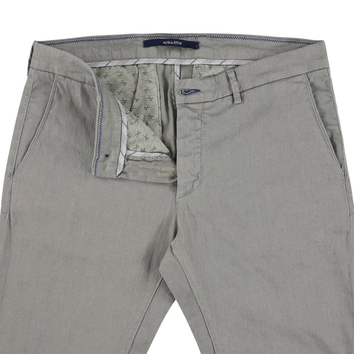 Atelier Noterman Chino ATN05  – Grijs -65% linnen, 34% katoen, 1% elastaan-HEREN BROEKEN-Grijs