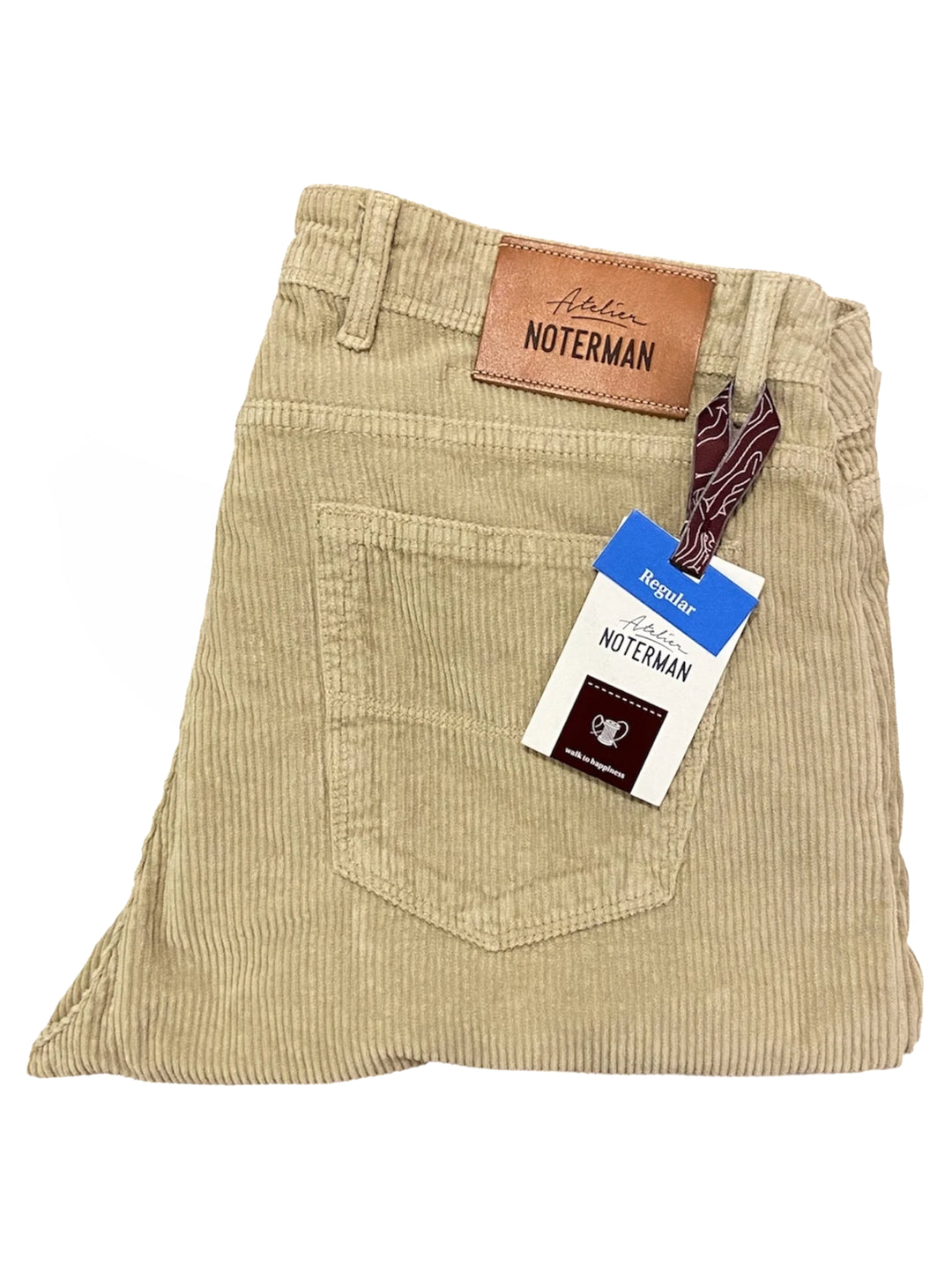 Atelier Noterman Pantalon Regular Fit – Beige-98% katoen, 2% elastaan-HEREN BROEKEN-Beige