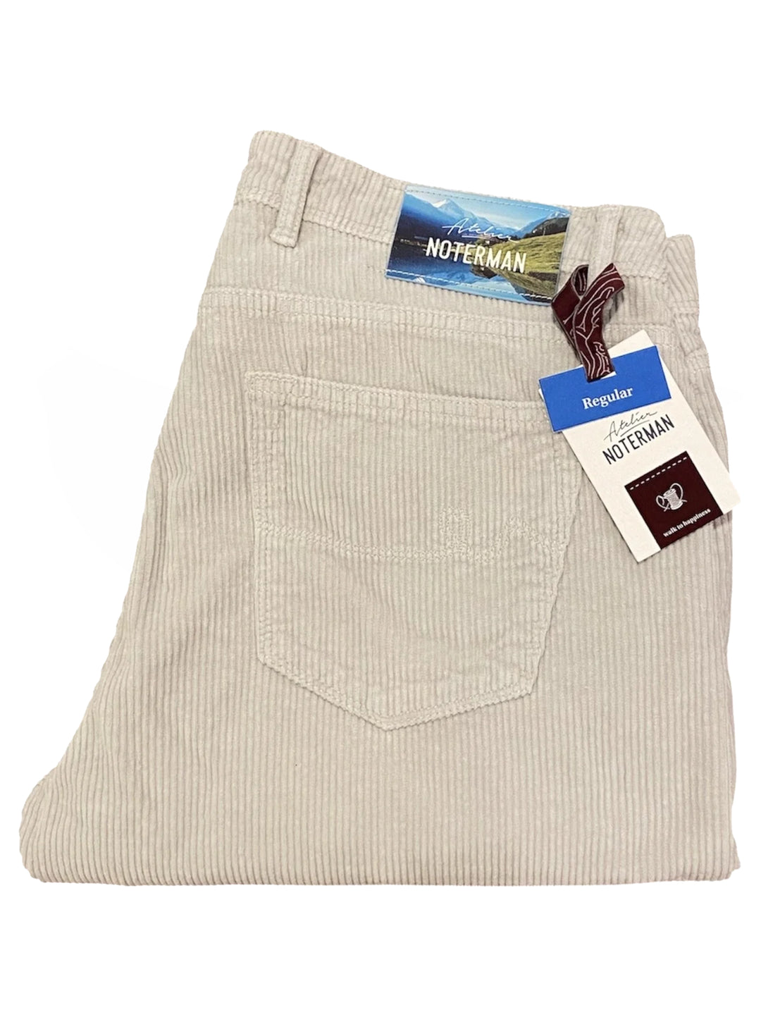Atelier Noterman Pantalon Regular Fit – Grijs-98% katoen, 2% elastaan-HEREN BROEKEN-Grijs
