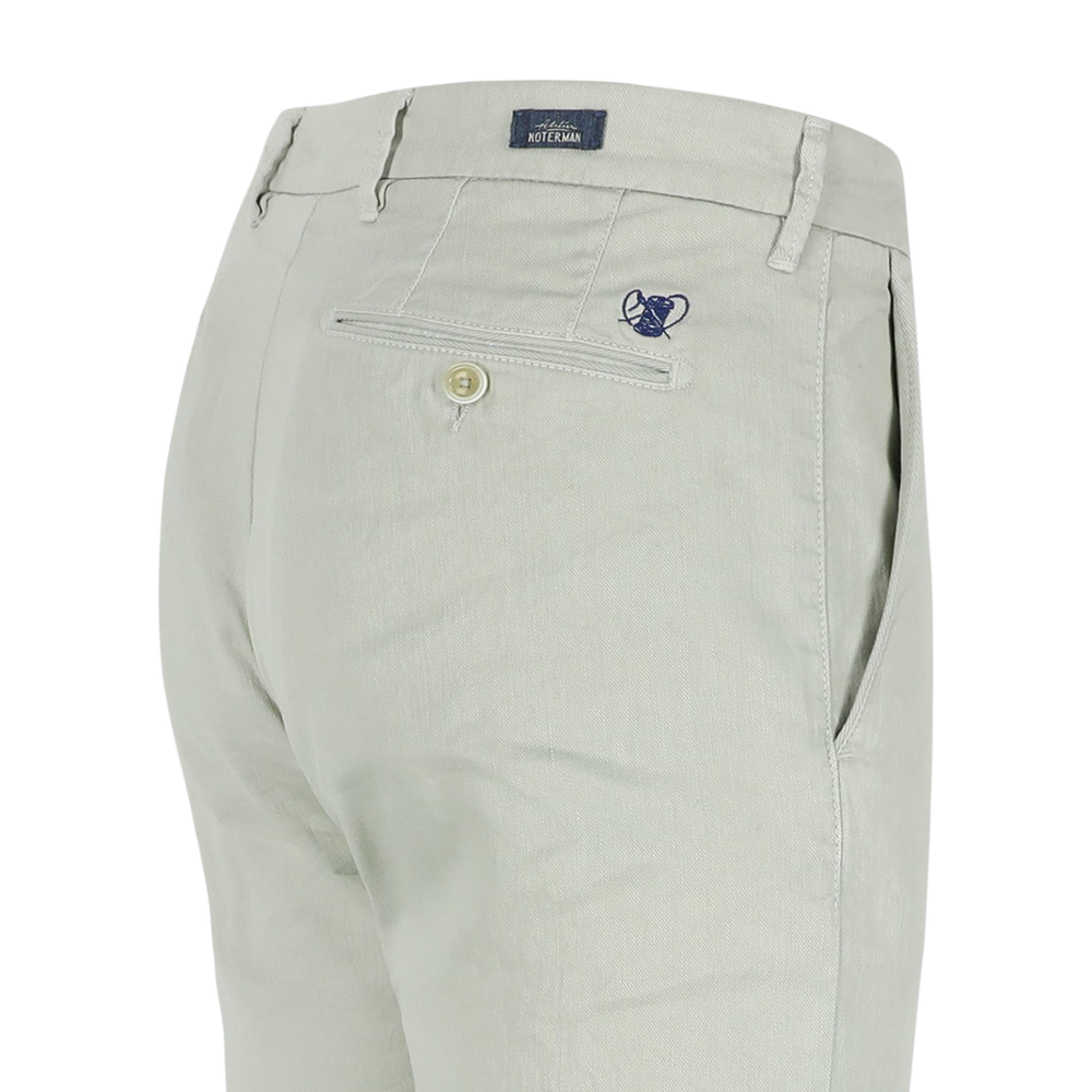 Atelier Noterman Slim Fit Broek – Lichtbeige-65% linnen, 34% katoen, 1% elasthaan-HEREN BROEKEN-Groen