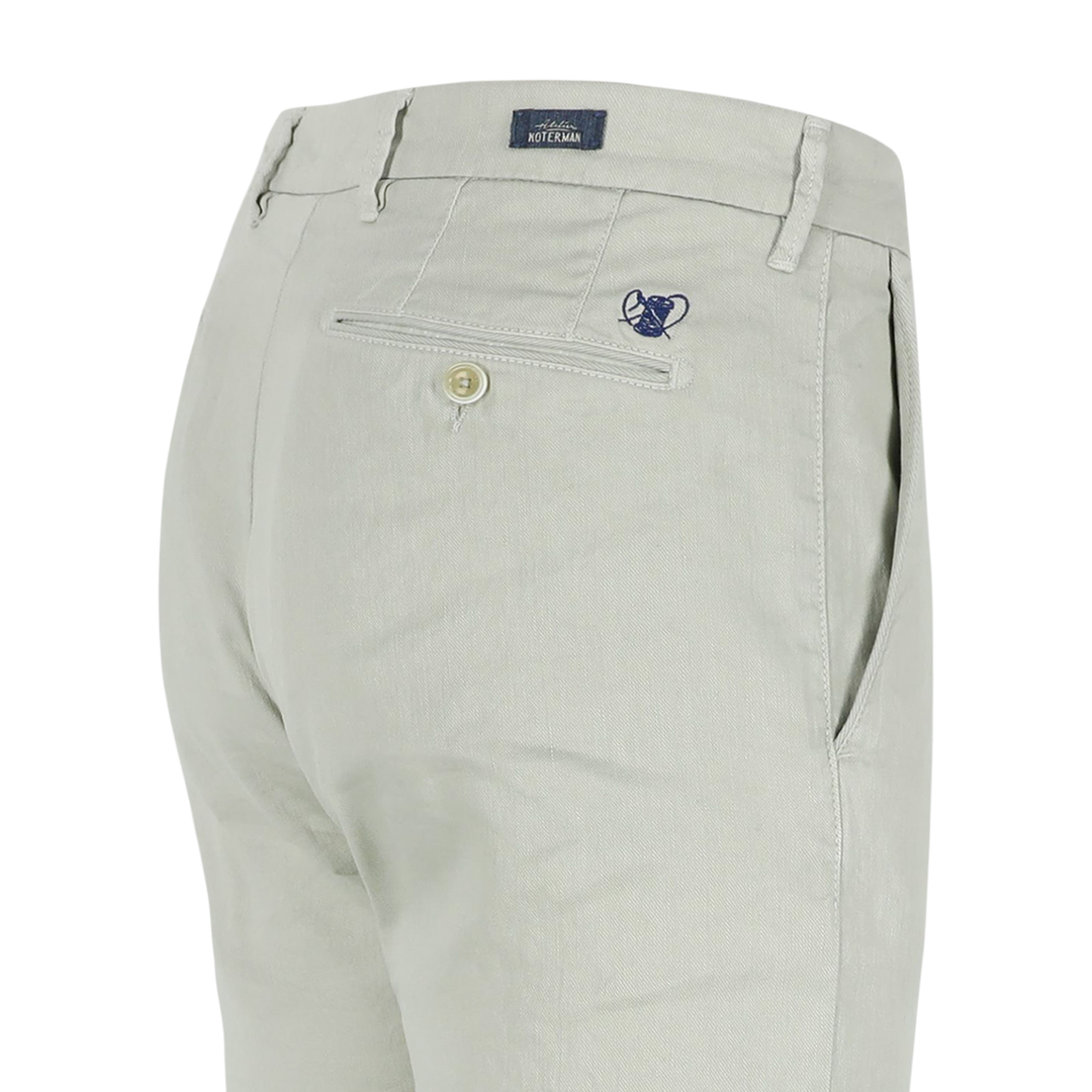 Atelier Noterman Slim Fit Broek – Lichtbeige-65% linnen, 34% katoen, 1% elasthaan-HEREN BROEKEN-Groen