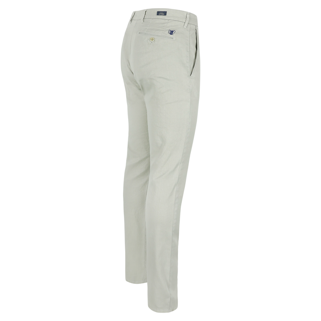 Atelier Noterman Slim Fit Broek – Lichtbeige-65% linnen, 34% katoen, 1% elasthaan-HEREN BROEKEN-Groen