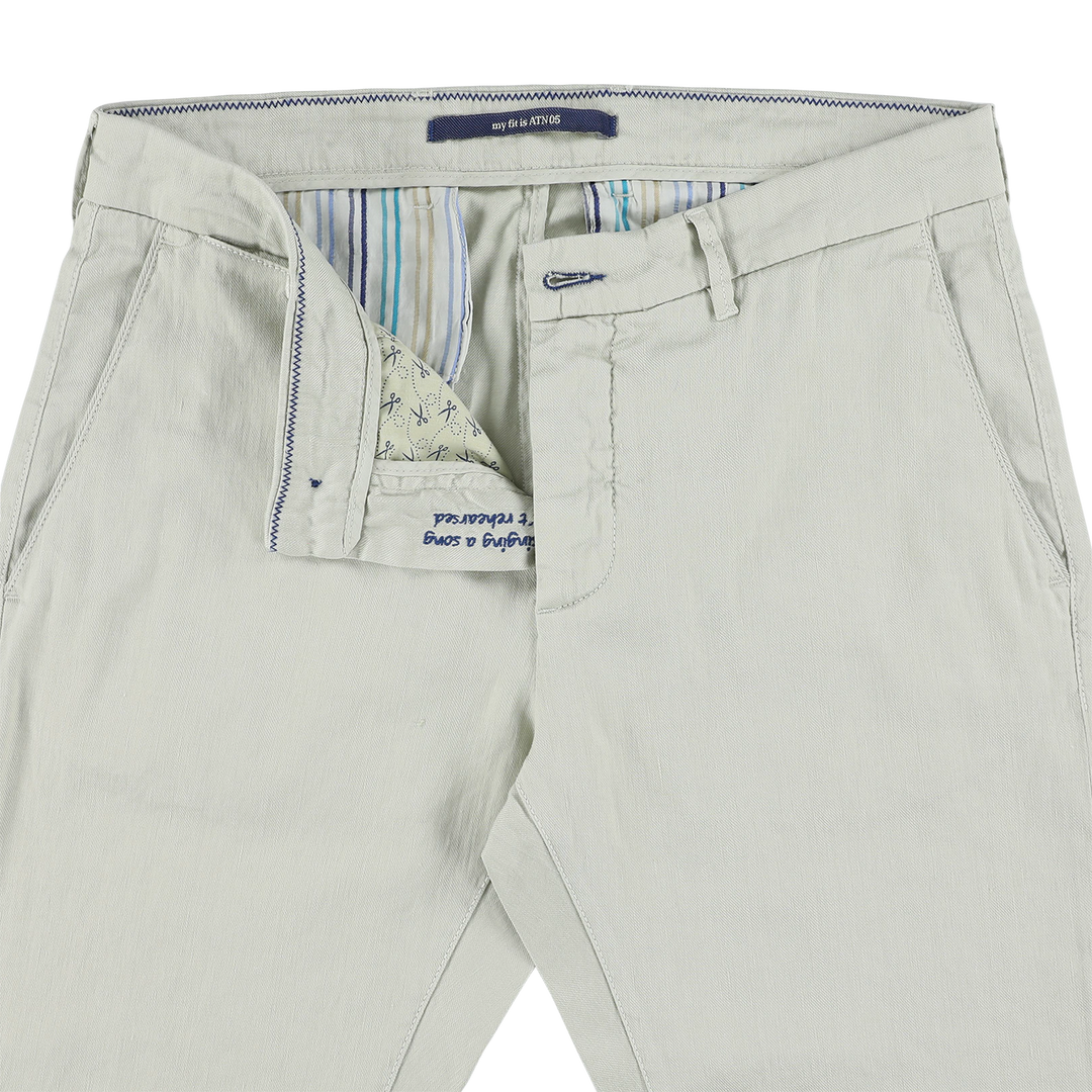 Atelier Noterman Slim Fit Broek – Lichtbeige-65% linnen, 34% katoen, 1% elasthaan-HEREN BROEKEN-Groen