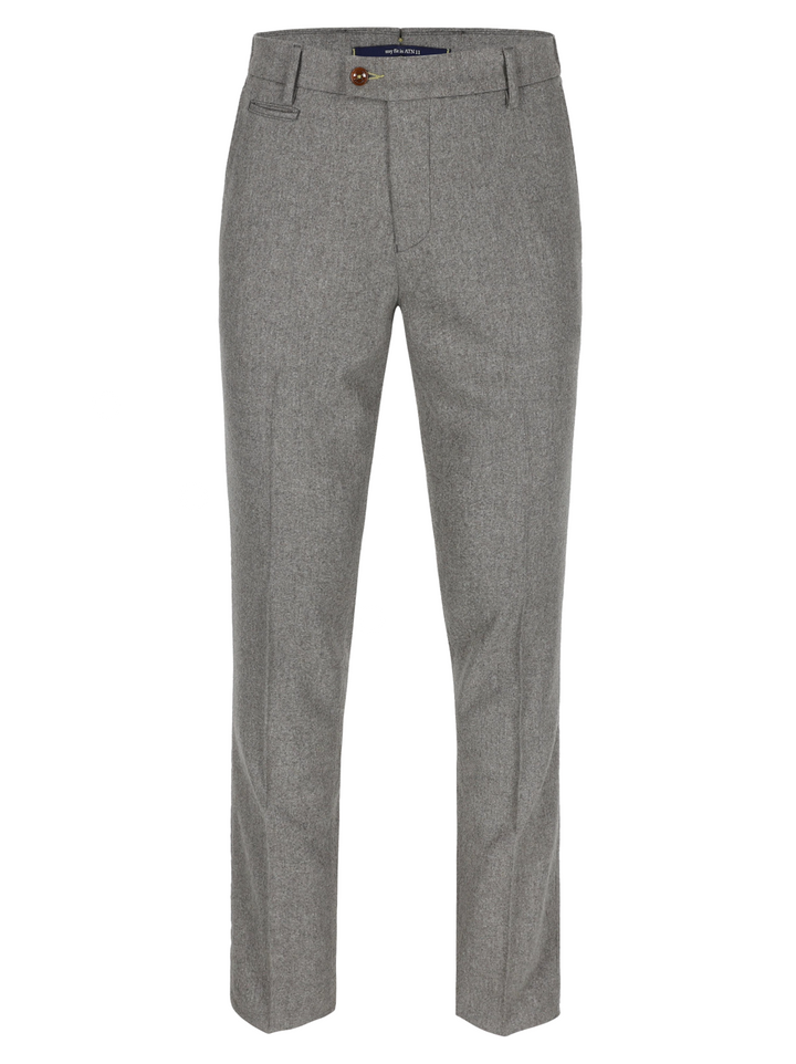 Atelier Noterman Wollen Pantalon – Grijs-99% wol, 1% elastaan-HEREN BROEKEN-Grijs