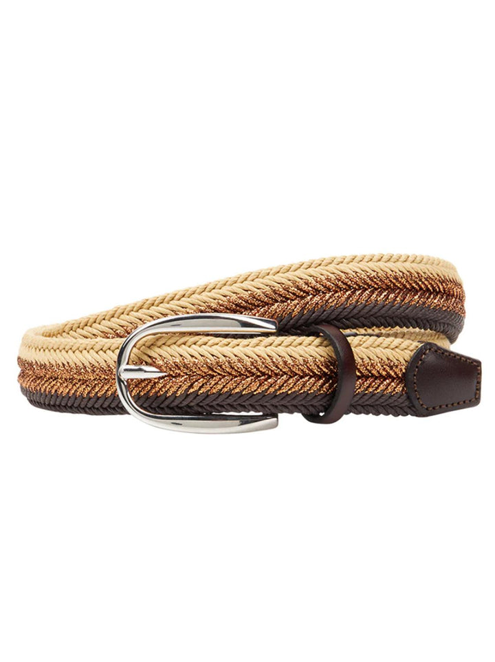 Athison gevlochten riem-DAMES ACCESSOIRES-Bruin