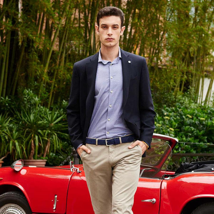 Athison riem-Suède en rayon-HEREN SCHOENEN & RIEMEN-Blauw