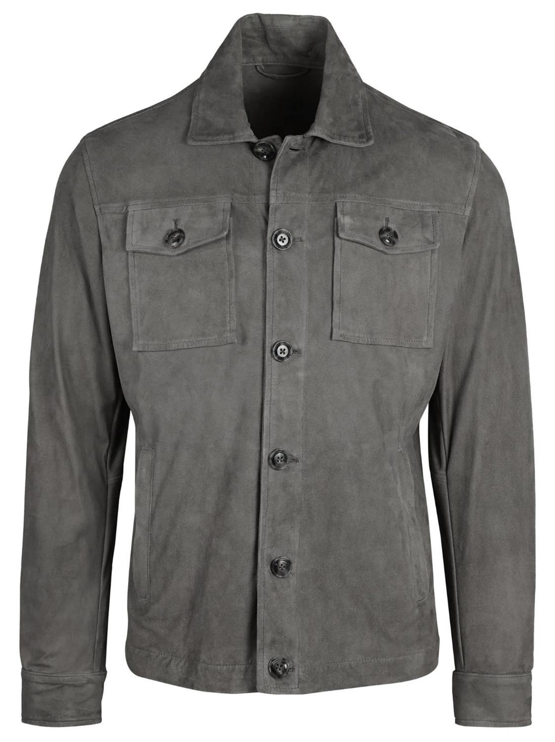 BARBA Napoli overshirt-100% leer-HEREN SHIRTS-Grijs