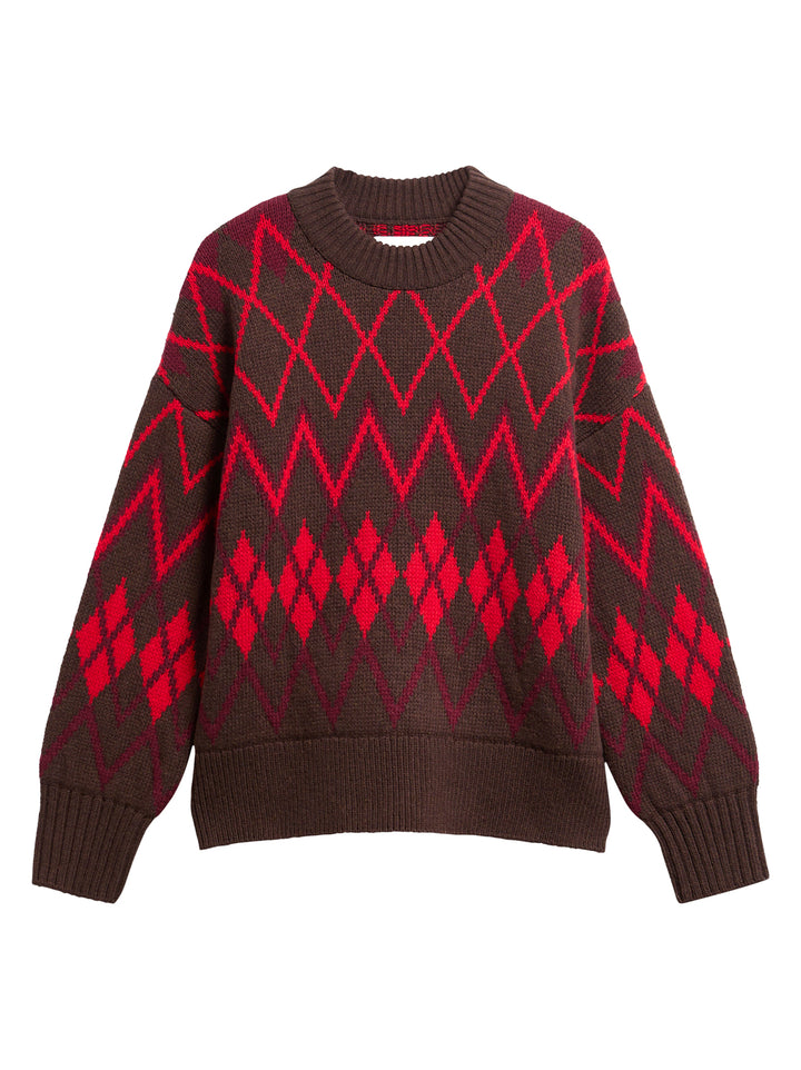Barbour Adina Fair Isle Trui – Bruin-49% katoen, 41% wol, 10% polyamide-DAMES TRUIEN & VESTEN-Bruin