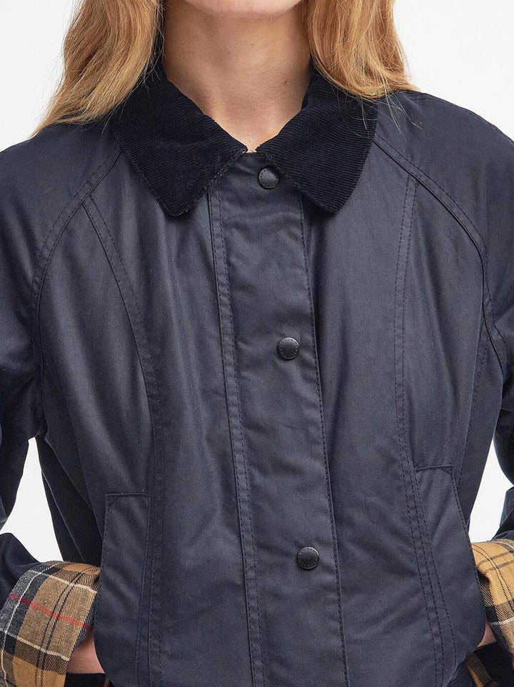 Barbour Beadnell Wax Jacket – Blauw-100% katoen-DAMES JASSEN & JACKS-Blauw