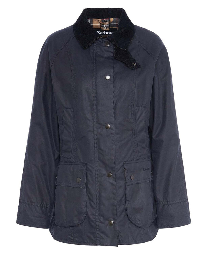 Barbour Beadnell Wax Jacket – Blauw-100% katoen-DAMES JASSEN & JACKS-Blauw