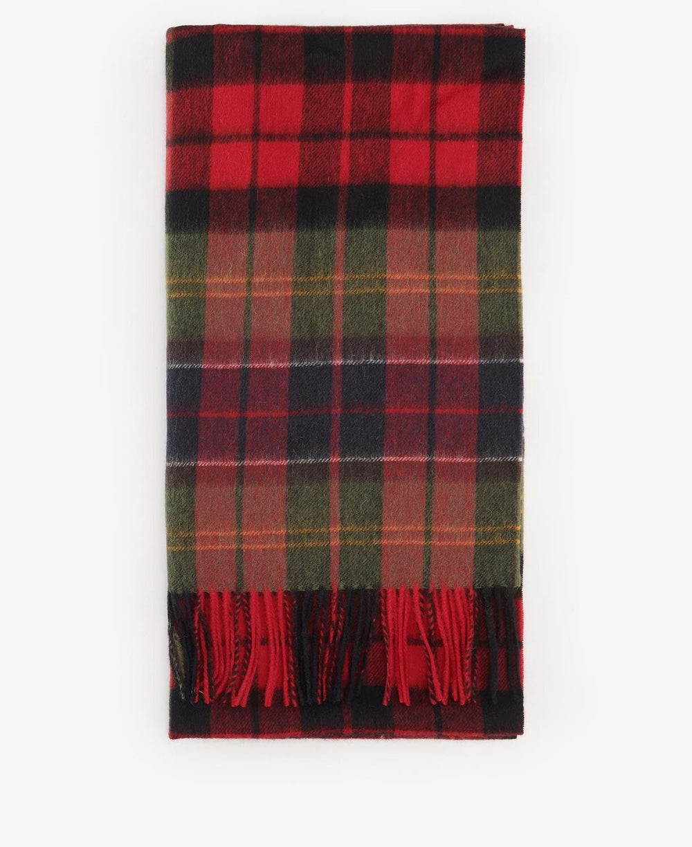 Barbour Brack Patchwork Tartan shawl CARDINAL-100% Lambswool-HEREN ACCESSOIRES-Rood