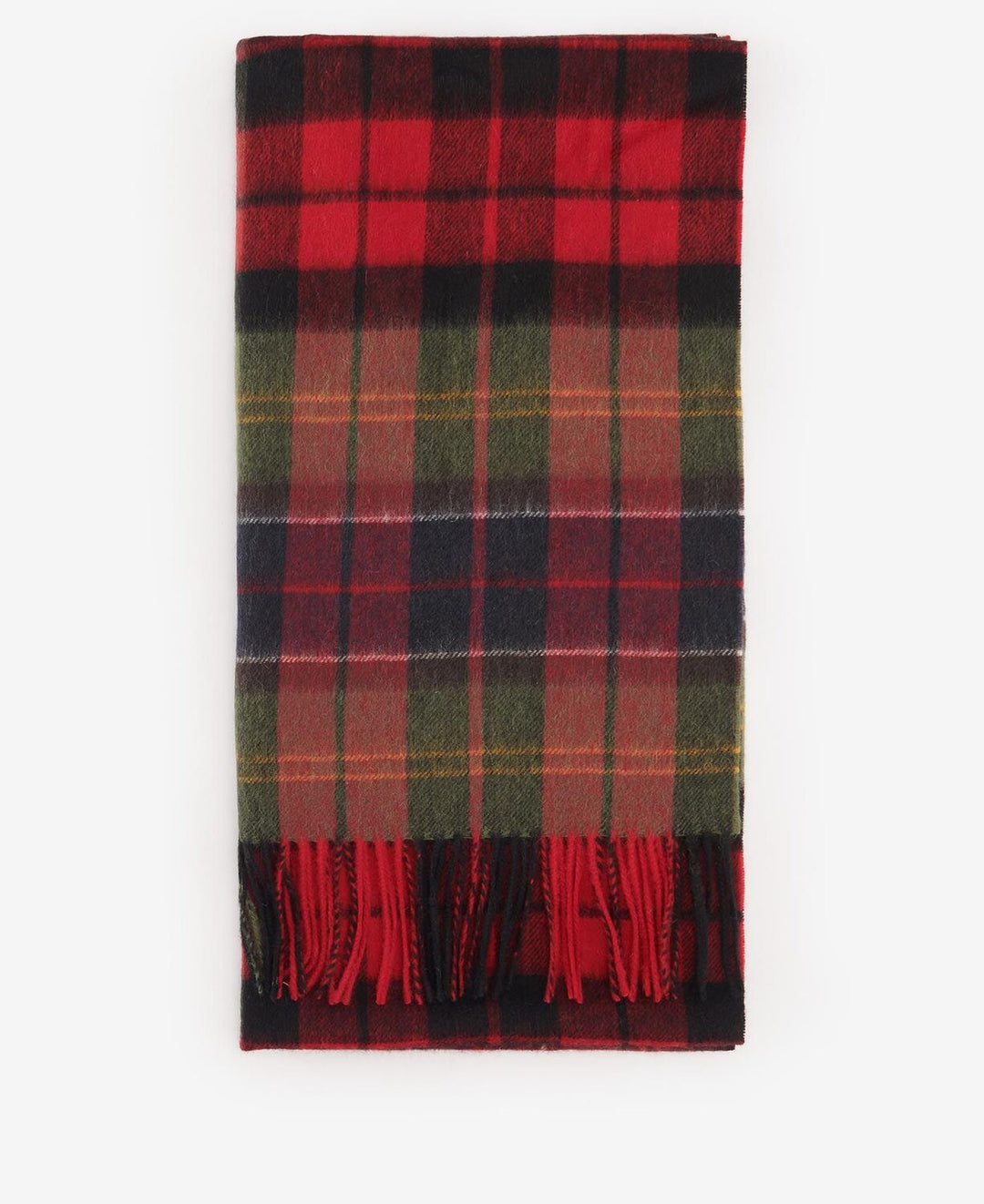 Barbour Brack Patchwork Tartan shawl CARDINAL-100% Lambswool-HEREN ACCESSOIRES-Rood