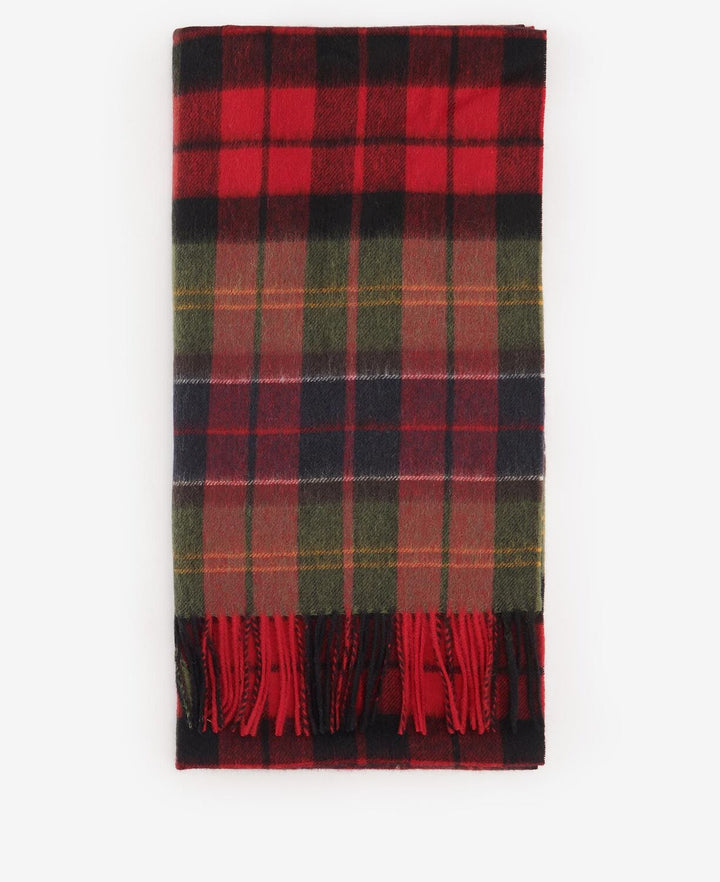 Barbour Brack Patchwork Tartan shawl CARDINAL-100% Lambswool-HEREN ACCESSOIRES-Rood