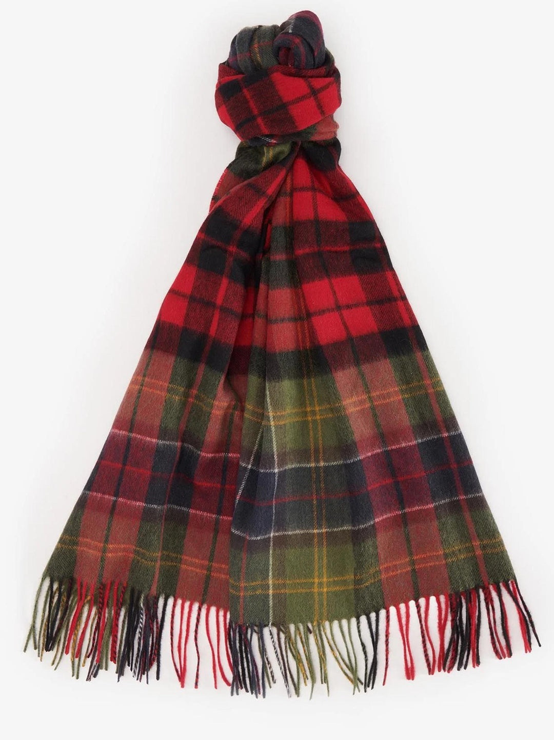 Barbour Brack Patchwork Tartan shawl CARDINAL-100% Lambswool-HEREN ACCESSOIRES-Rood