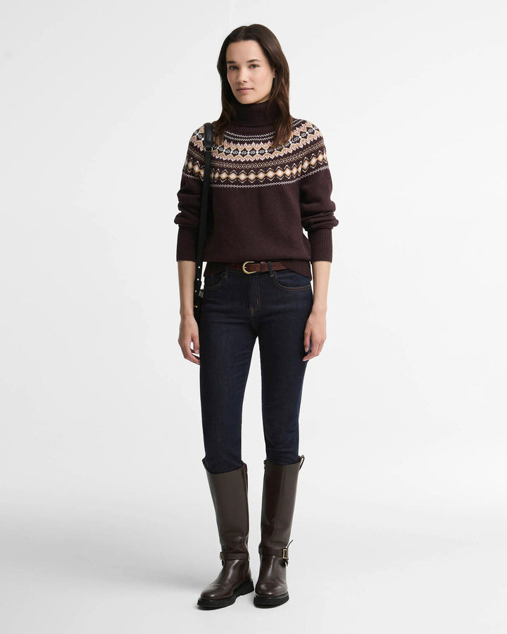 Barbour Darwen Fair Isle Coltrui – Bruin-70% katoen, 30% wol-DAMES TRUIEN & VESTEN-Bruin