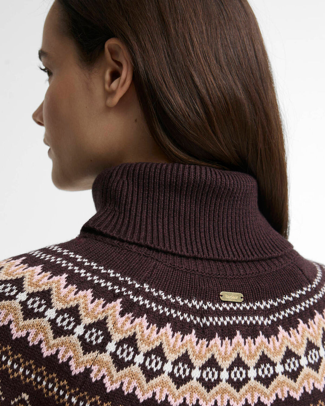 Barbour Darwen Fair Isle Coltrui – Bruin-70% katoen, 30% wol-DAMES TRUIEN & VESTEN-Bruin