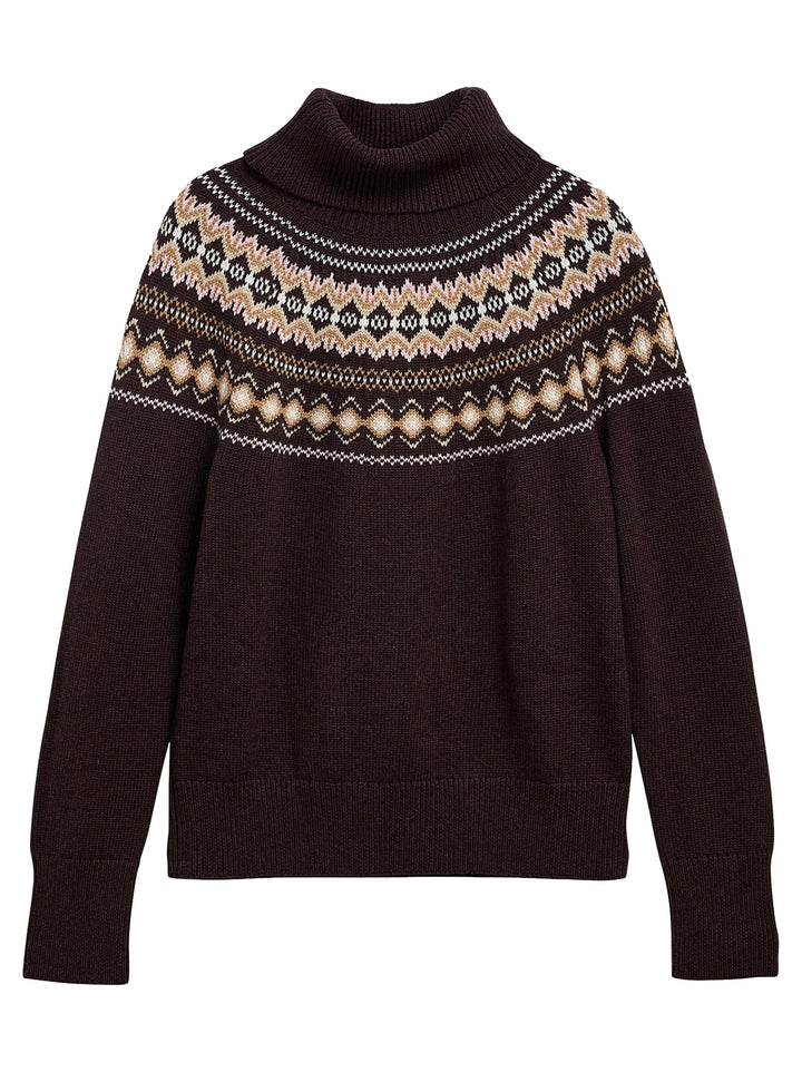 Barbour Darwen Fair Isle Coltrui – Bruin-70% katoen, 30% wol-DAMES TRUIEN & VESTEN-Bruin