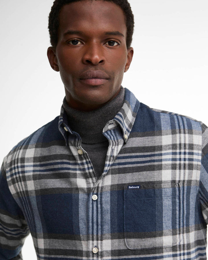 Barbour Dovedale Flanellen Ruitshirt – Grijs-100% katoen-HEREN SHIRTS-Grijs