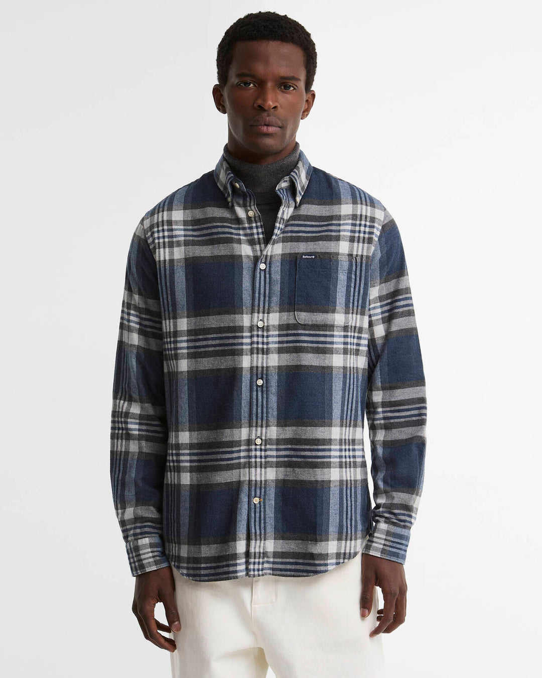 Barbour Dovedale Flanellen Ruitshirt – Grijs-100% katoen-HEREN SHIRTS-Grijs