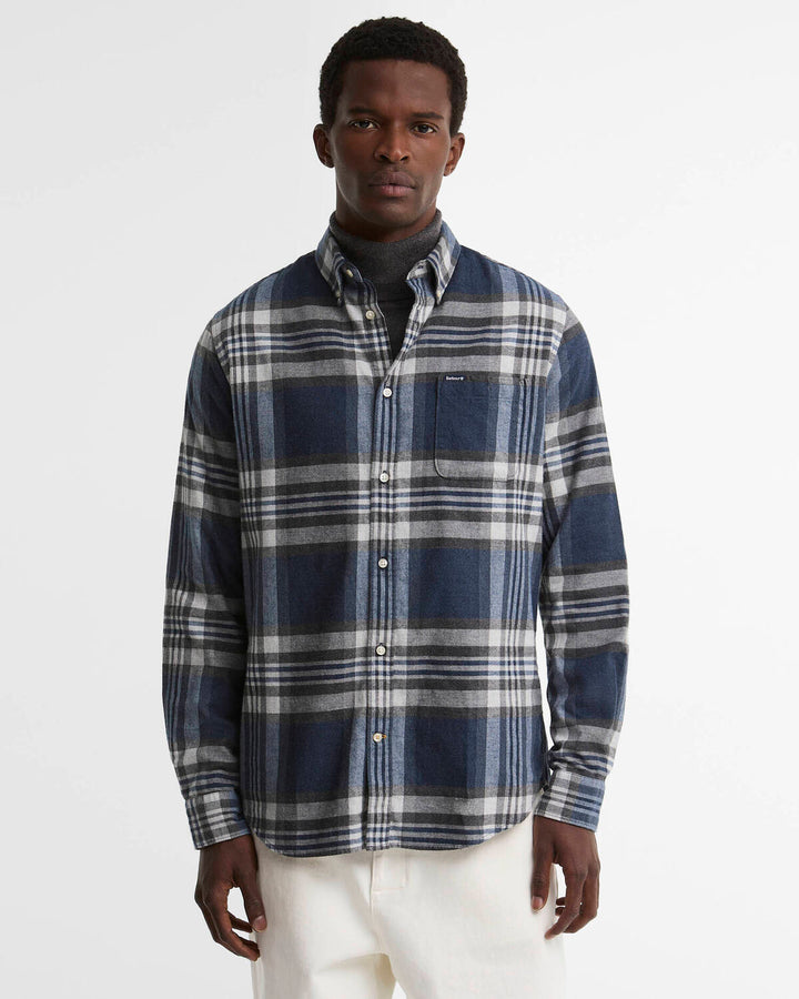 Barbour Dovedale Flanellen Ruitshirt – Grijs-100% katoen-HEREN SHIRTS-Grijs