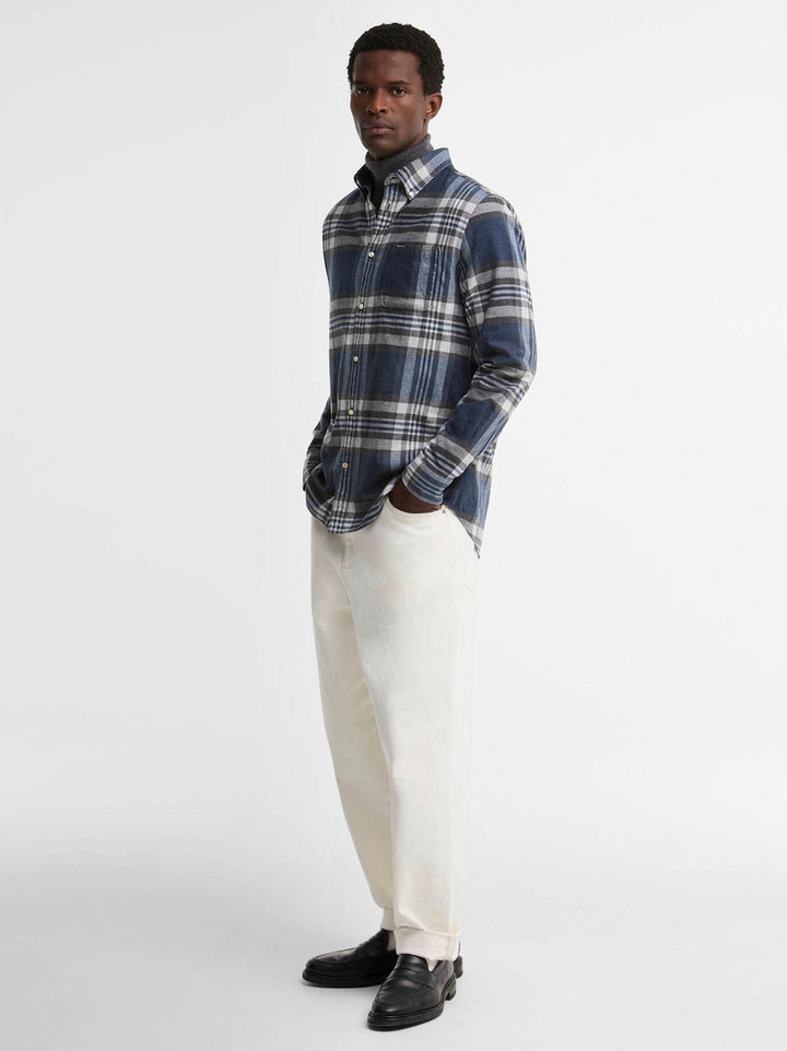 Barbour Dovedale Flanellen Ruitshirt – Grijs-100% katoen-HEREN SHIRTS-Grijs
