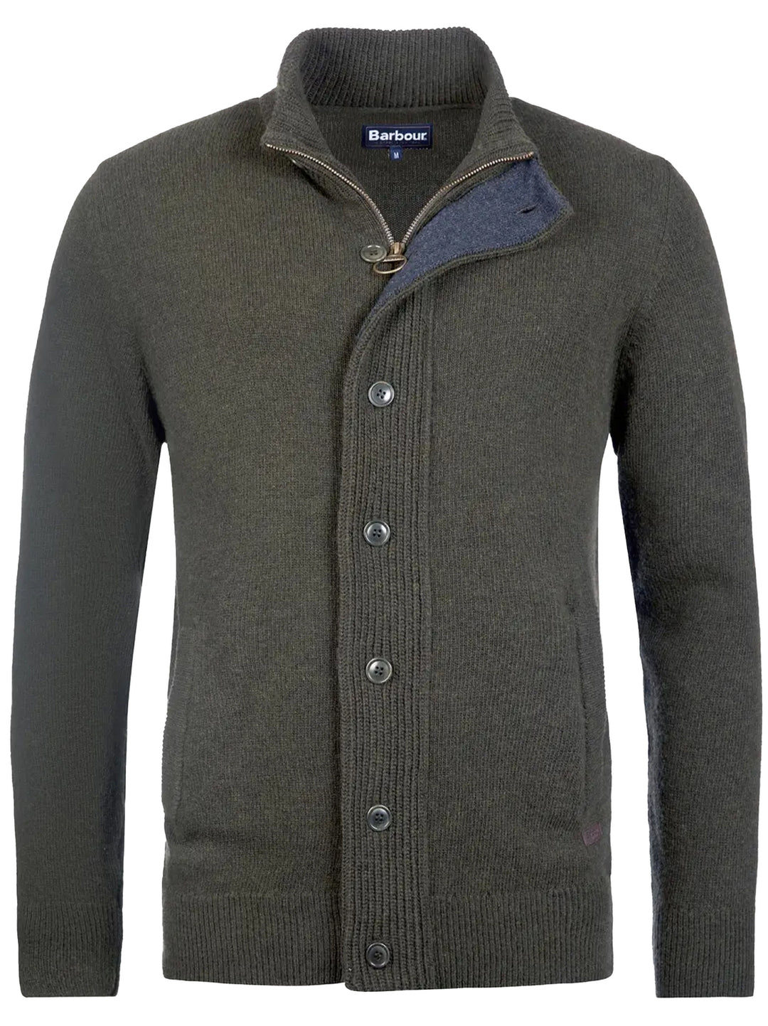 Barbour Essential Elbow‑Patch Cardigan – Groen-100% wol-HEREN TRUIEN & VESTEN-Groen