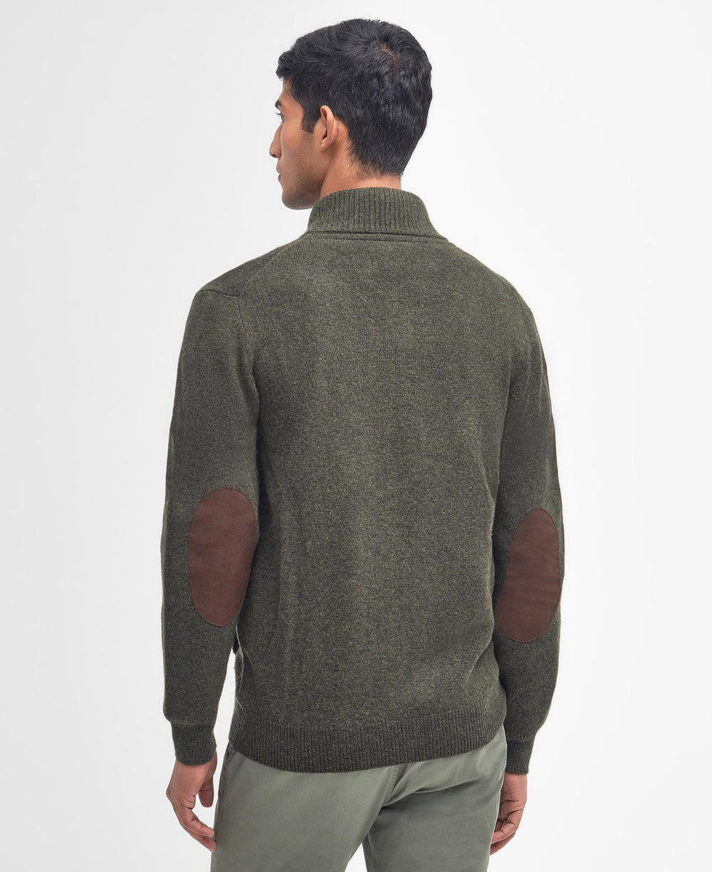 Barbour Essential Elbow‑Patch Cardigan – Groen-100% wol-HEREN TRUIEN & VESTEN-Groen