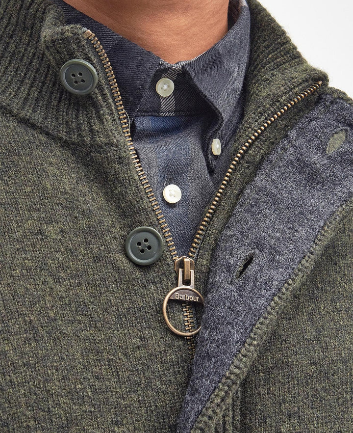Barbour Essential Elbow‑Patch Cardigan – Groen-100% wol-HEREN TRUIEN & VESTEN-Groen