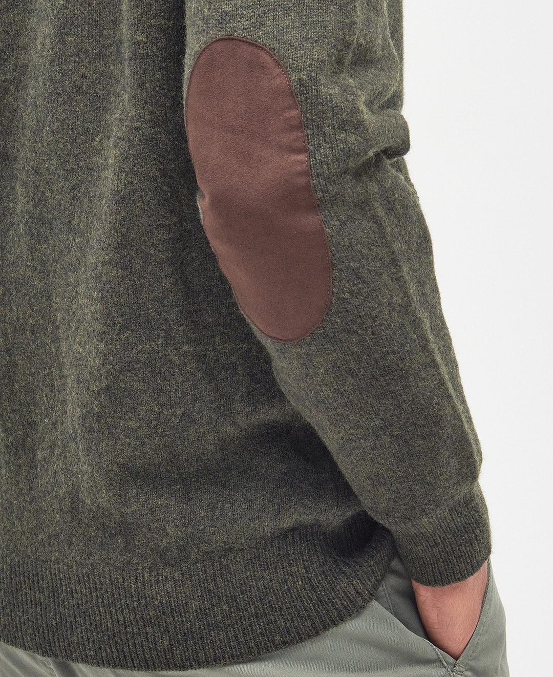 Barbour Essential Elbow‑Patch Cardigan – Groen-100% wol-HEREN TRUIEN & VESTEN-Groen