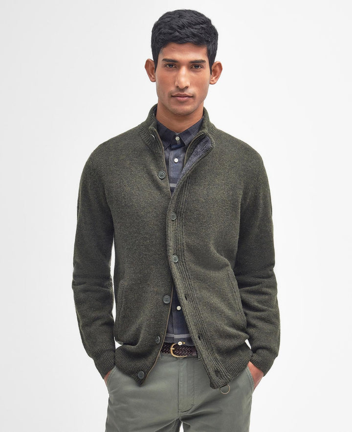 Barbour Essential Elbow‑Patch Cardigan – Groen-100% wol-HEREN TRUIEN & VESTEN-Groen