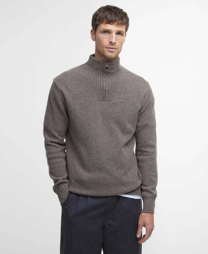 Barbour Essential Half Zip Trui – Grijs-100% wol-HEREN TRUIEN & VESTEN-Grijs