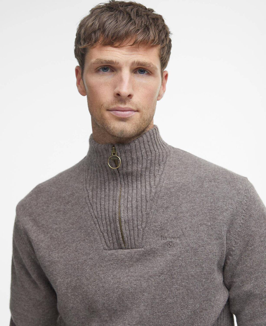 Barbour Essential Half Zip Trui – Grijs-100% wol-HEREN TRUIEN & VESTEN-Grijs