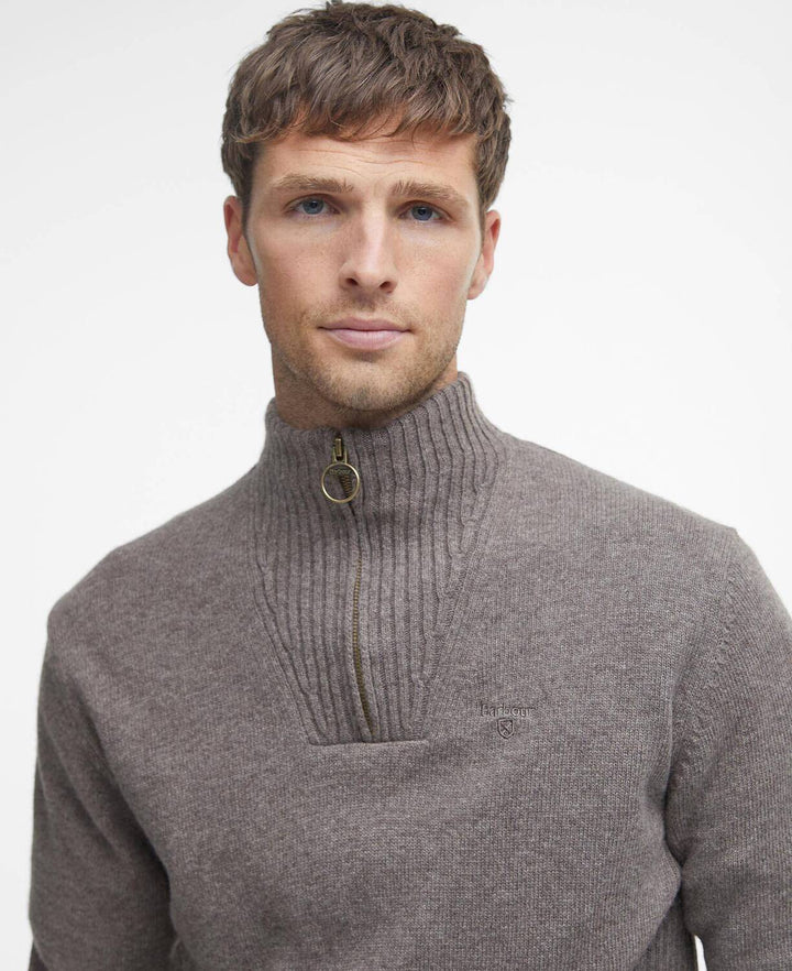 Barbour Essential Half Zip Trui – Grijs-100% wol-HEREN TRUIEN & VESTEN-Grijs