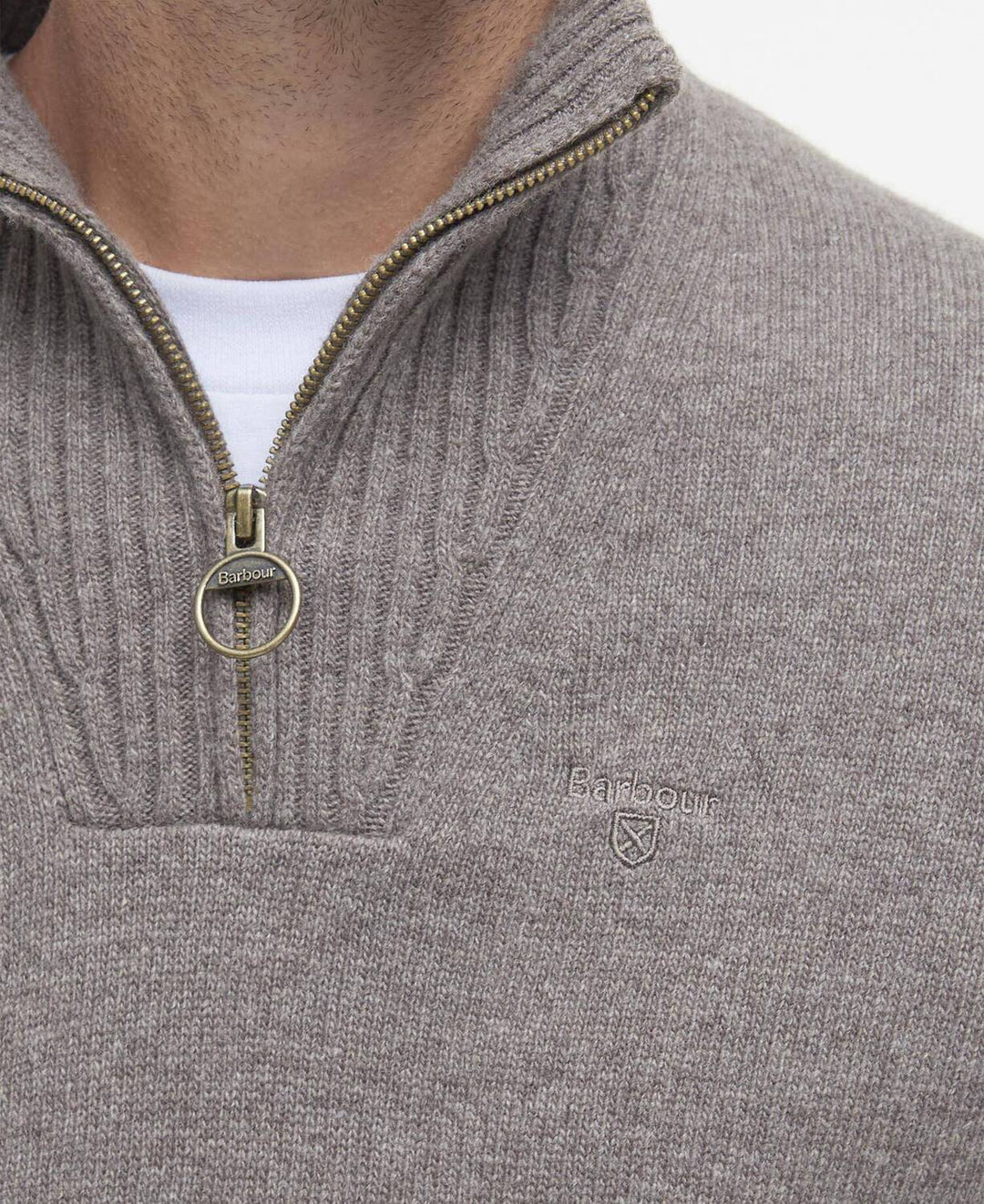 Barbour Essential Half Zip Trui – Grijs-100% wol-HEREN TRUIEN & VESTEN-Grijs