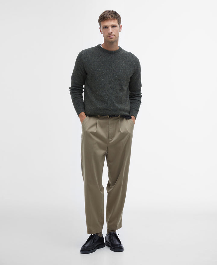 Barbour Essential Tisbury Crew‑Neck Jumper – Groen-60% wol, 23% polyamide, 8% viscose, 8% zijde, 1% polyester-HEREN TRUIE