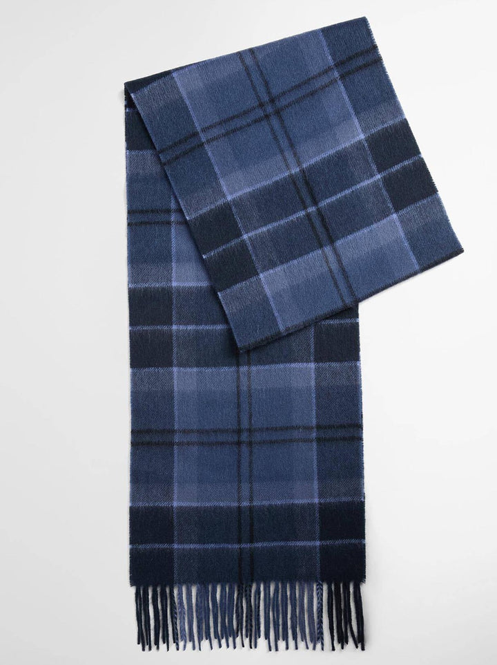 Barbour Geruite Wollen Sjaal – Blauw-90% wol, 10% kasjmier-HEREN ACCESSOIRES-Blauw