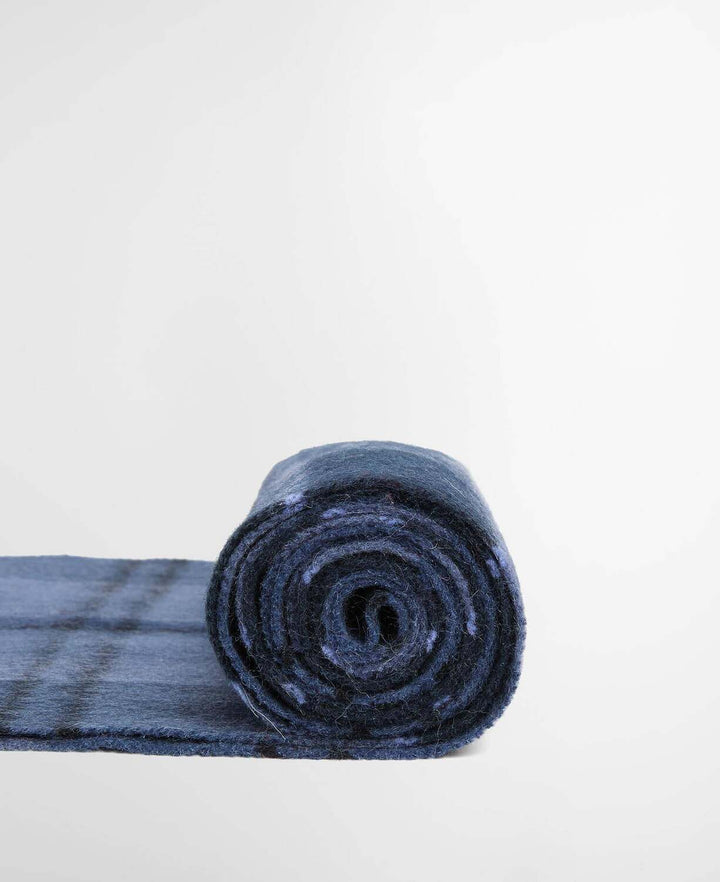 Barbour Geruite Wollen Sjaal – Blauw-90% wol, 10% kasjmier-HEREN ACCESSOIRES-Blauw