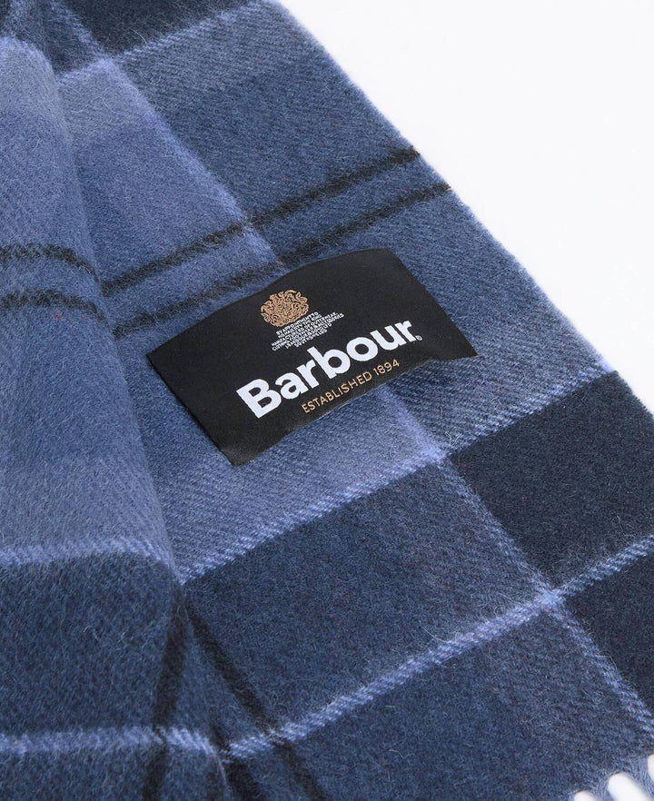 Barbour Geruite Wollen Sjaal – Blauw-90% wol, 10% kasjmier-HEREN ACCESSOIRES-Blauw