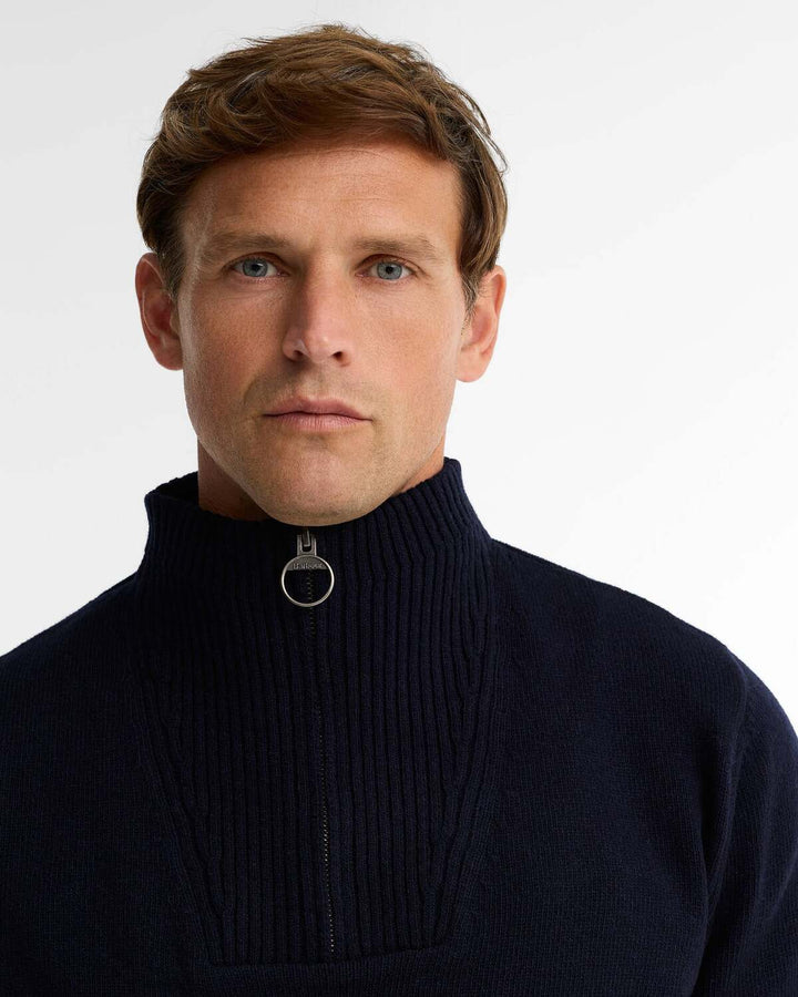 Barbour Nelson Half Zip Trui – Blauw-100% wol-HEREN TRUIEN & VESTEN-Blauw