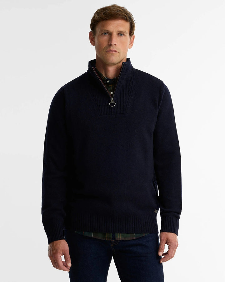 Barbour Nelson Half Zip Trui – Blauw-100% wol-HEREN TRUIEN & VESTEN-Blauw