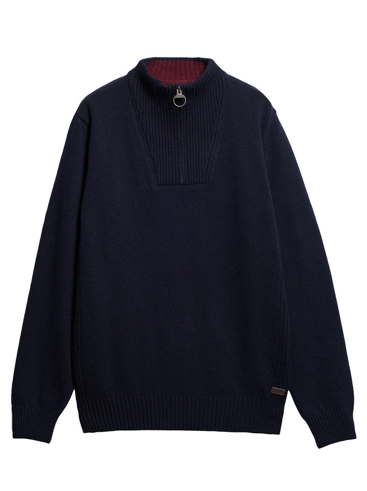 Barbour Nelson Half Zip Trui – Blauw-100% wol-HEREN TRUIEN & VESTEN-Blauw