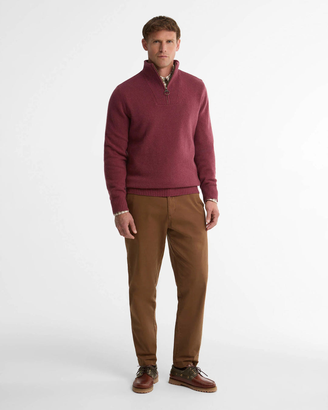 Barbour Nelson Half Zip Trui – Rood-100% wol-HEREN TRUIEN & VESTEN-Rood
