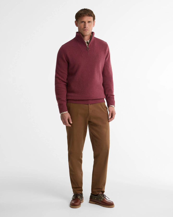 Barbour Nelson Half Zip Trui – Rood-100% wol-HEREN TRUIEN & VESTEN-Rood