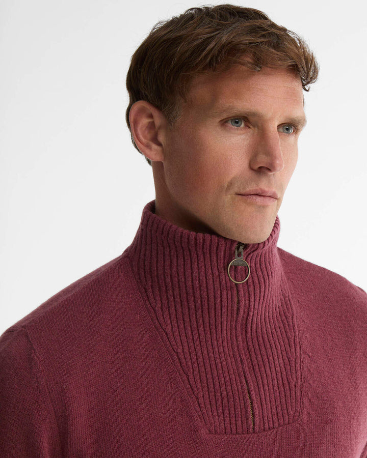 Barbour Nelson Half Zip Trui – Rood-100% wol-HEREN TRUIEN & VESTEN-Rood