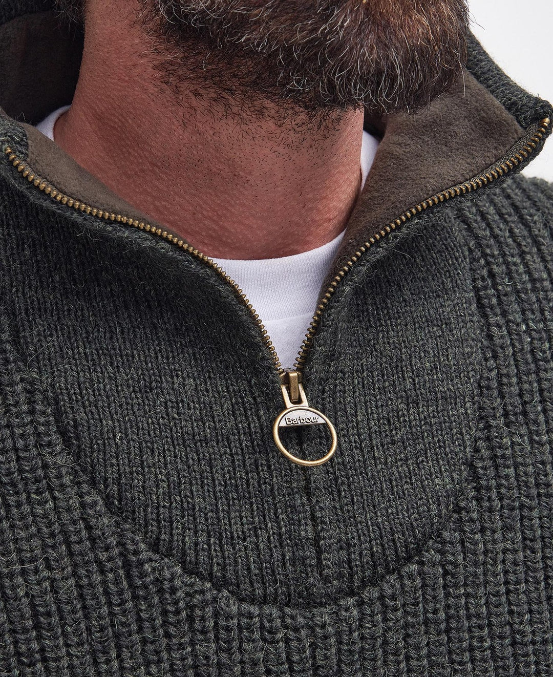 Barbour New Tyne Half‑Zip Trui – Groen-100% wol-HEREN TRUIEN & VESTEN-Groen