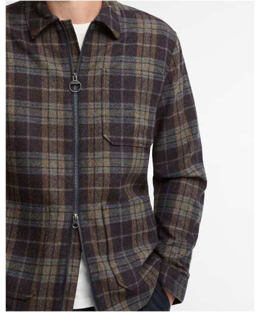 Barbour Northfield Ruit Overshirt – Bruin-100% wol<br />-HEREN SHIRTS-Bruin