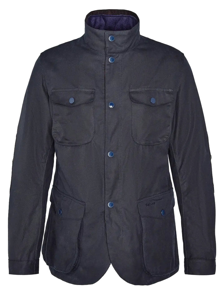Barbour Ogston Waxed Jacket – Blauw-100% katoen-HEREN JASSEN & JACKS-Blauw