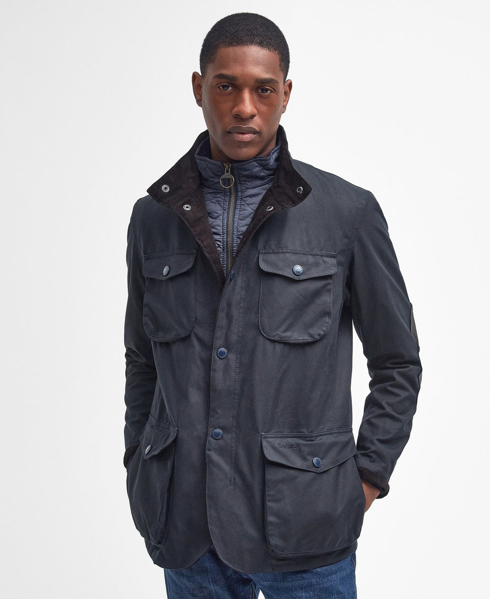 Barbour Ogston Waxed Jacket – Blauw-100% katoen-HEREN JASSEN & JACKS-Blauw